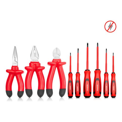 Kit 6 Chaves Fenda Phillips Isoladas + 3 Alicates - Bico - Corte - Universal