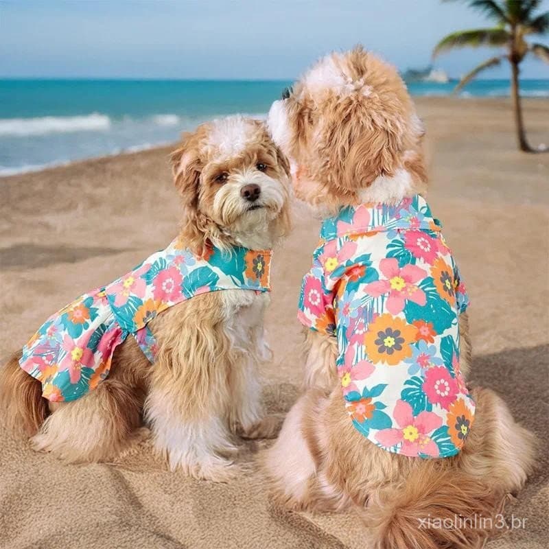 S-3XL Pequeno E Médio Tamanho Cão Praia Abacaxi Camisa Havaiana Pet Vestido Gato Golden Retriever Primavera Verão Tempor