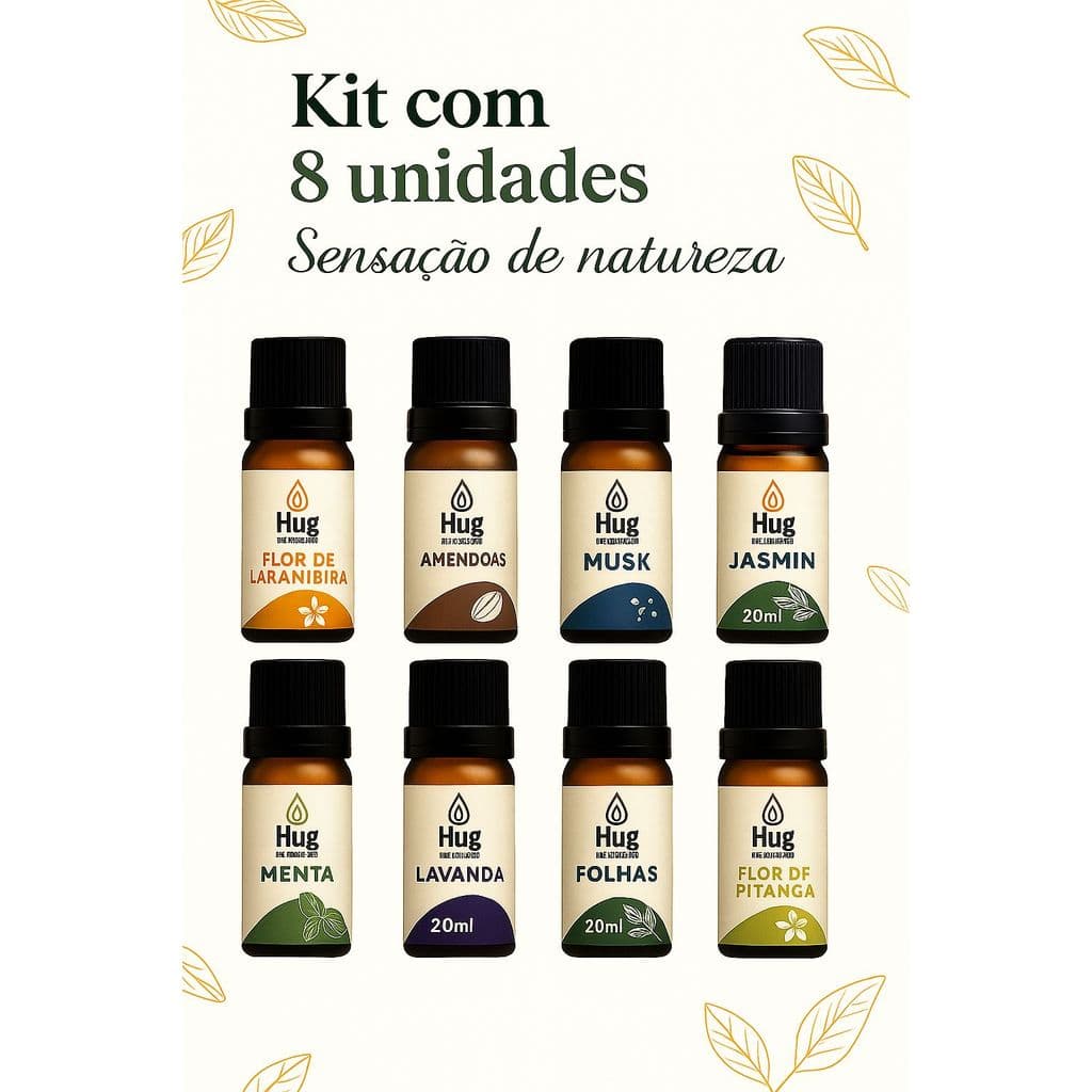 Kit de Essências Hidrossolúveis 20ml | Para Umidifccador, Difusor de Ar e Ambiente | Essências Refrescantes