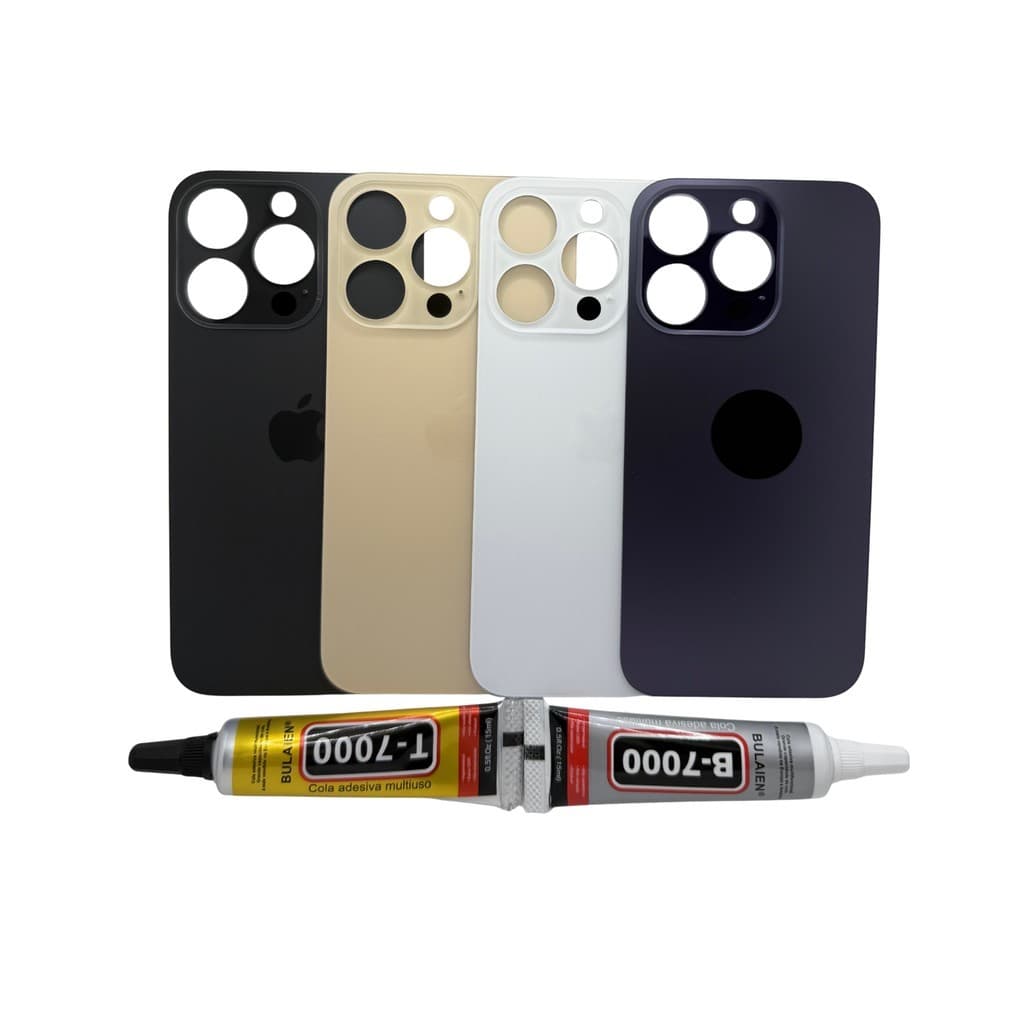 Tampa Vidro Traseira Para iPhone 14 PRO  COM FURO MAIOR + Uma COLA 15ML