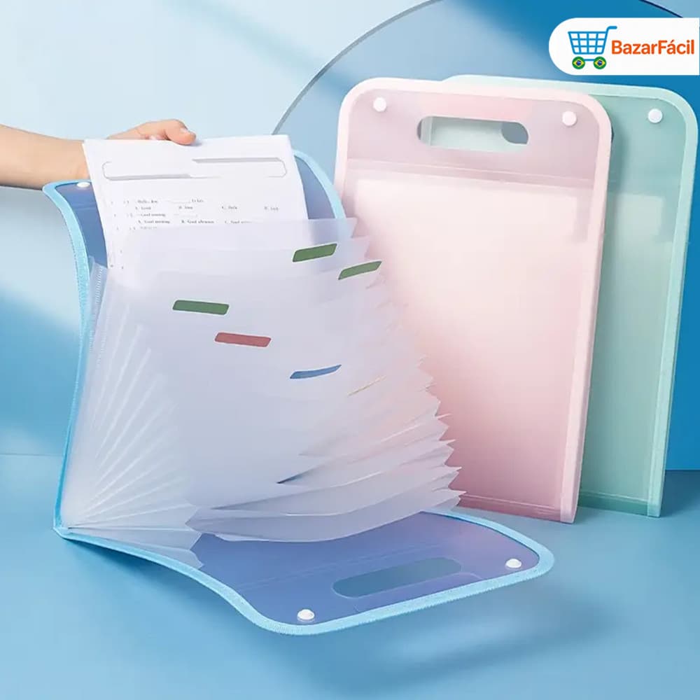 Pasta Organizadora Sanfonada com Prancheta, Papel Offset de Alta Qualidade