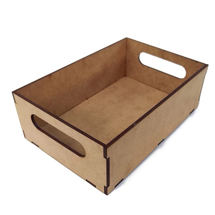 KIT 3 Bandeja Retangular Simples com Alça em MDF Cru 3mm para decoração