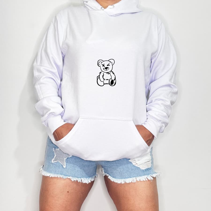 Blusa de Frio Feminina Moletom Canguru com Capuz Estampada