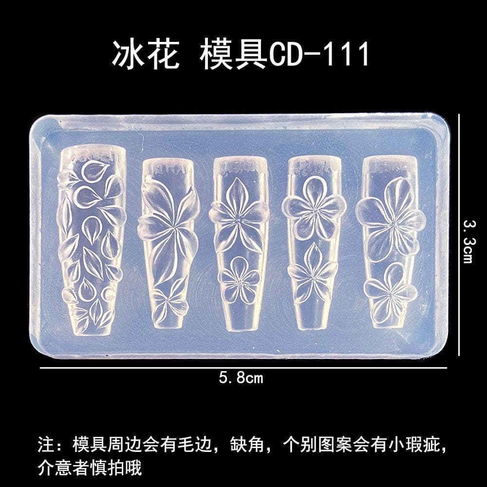 Molde de Silicone para Manicure, flor de gelo, magnólia, flor, Monet, flor de cinco pétalas, arco, escultura, ferramenta