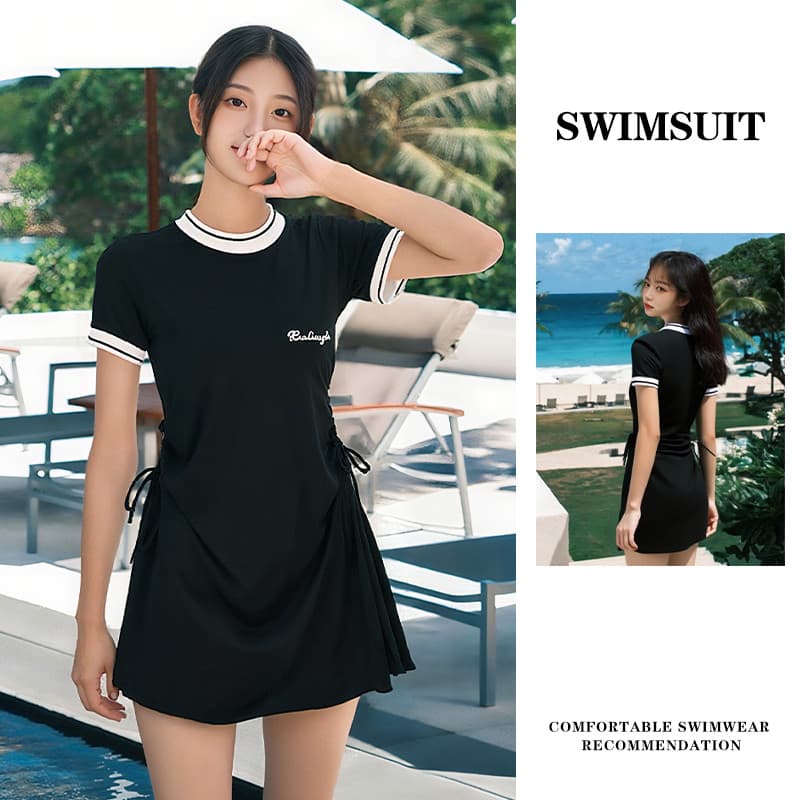 Maiô feminino dividido terno de duas peças moda cor combinando esportes saia conservadora estilo capa barriga mais magro