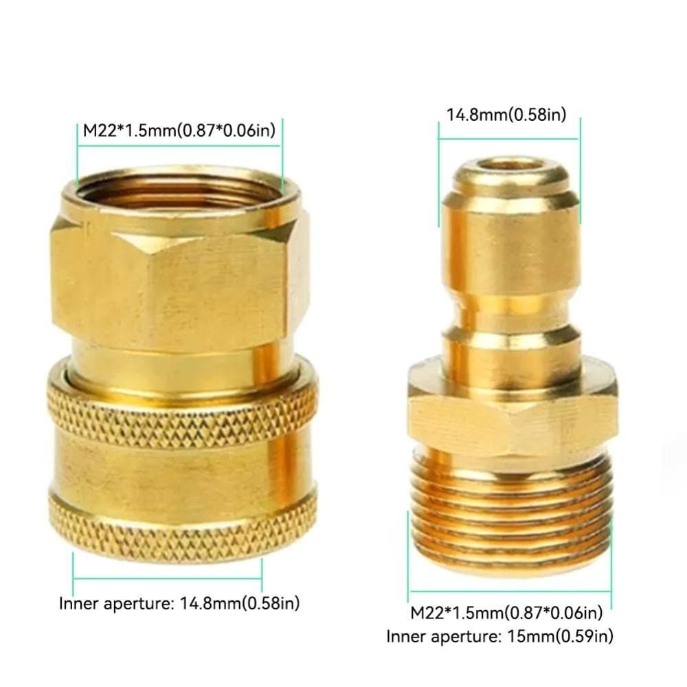 Conjunto de 2 peças, kit adaptador para lavadora de alta pressão de 3/8" ou 1/4", conector giratório fêmea M22 de 14mm e