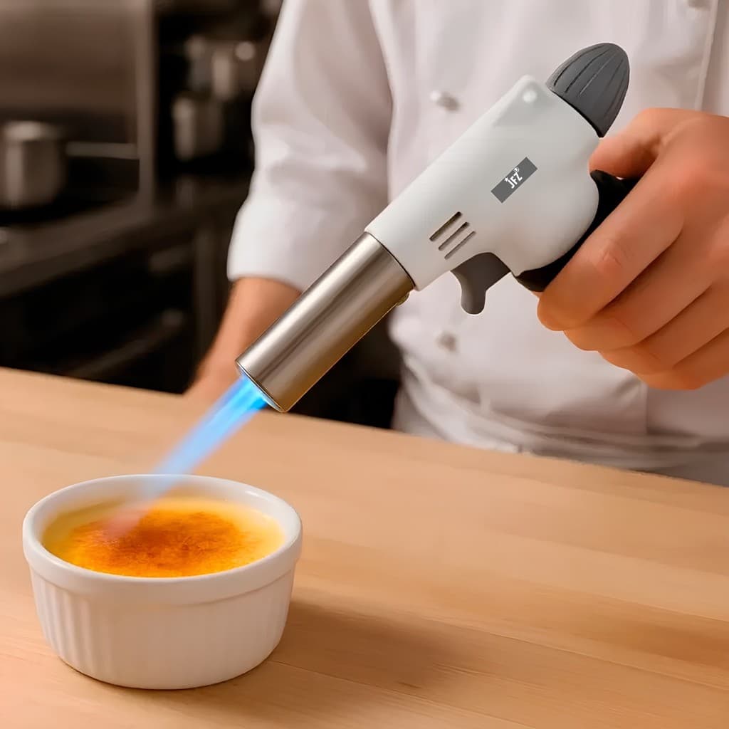 Maçarico Culinário Portátil C/ Acendimento Automático e Regulador de Chamas Resistente Alta Qualidade Profissional