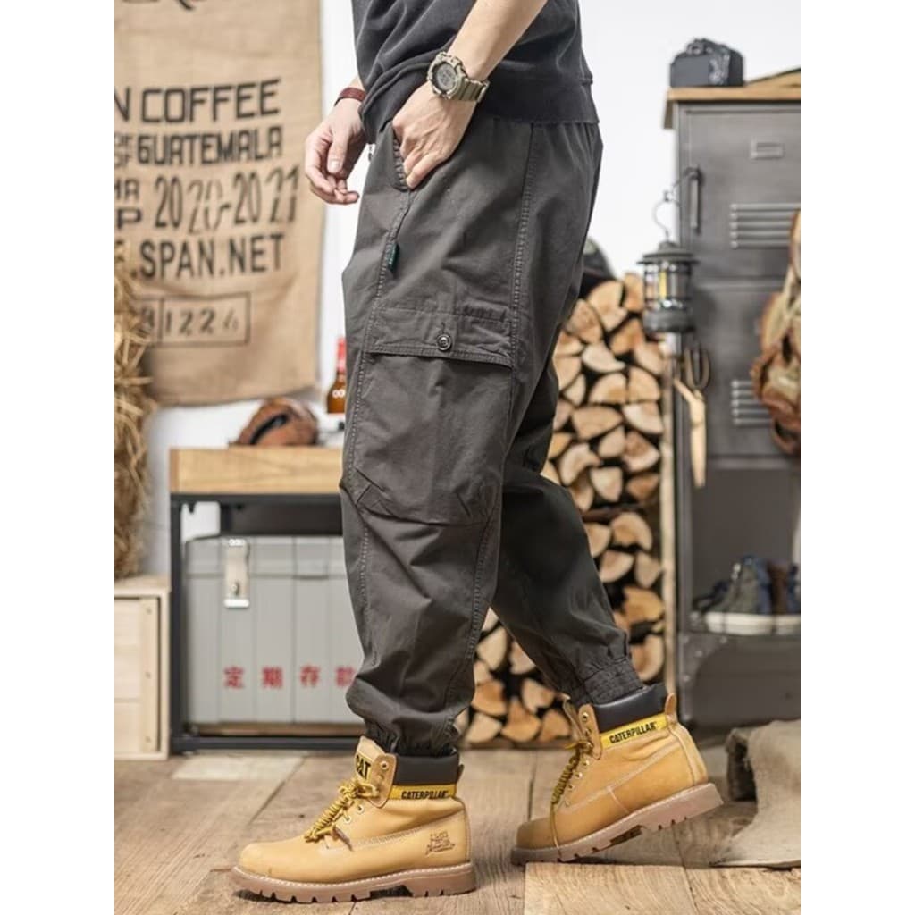Macacão americano masculino solto Street Wear calças casuais masculinas início do outono calças ao ar livre masculino pu