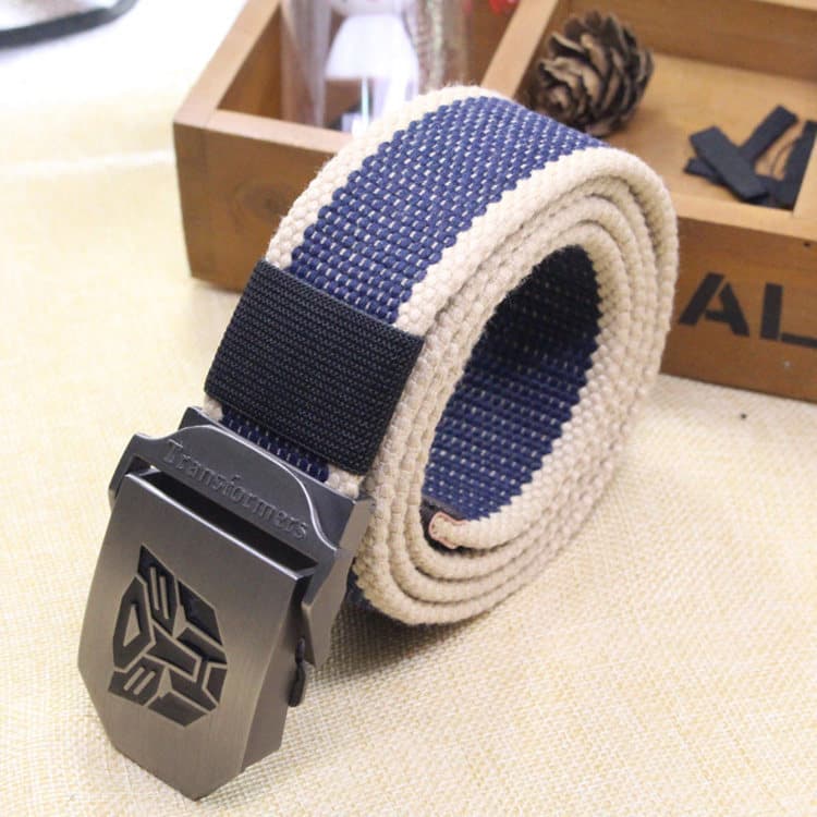 Cinto de lona com fivela automática, cinto de lona jeans masculino transformado em aço dourado, calças militares