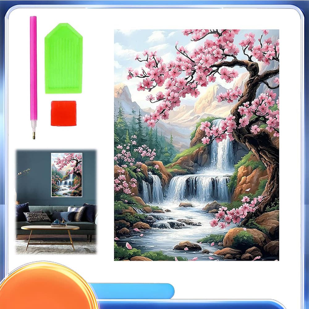 kit de pintura com diamantes diy pintura com diamantes: cascata e ribeiro