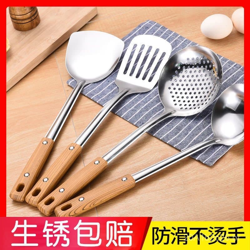 Espátula, espátula para fritura, colher de sopa, escumadeira, utensílios de cozinha em aço inoxidável, conjunto de colhe
