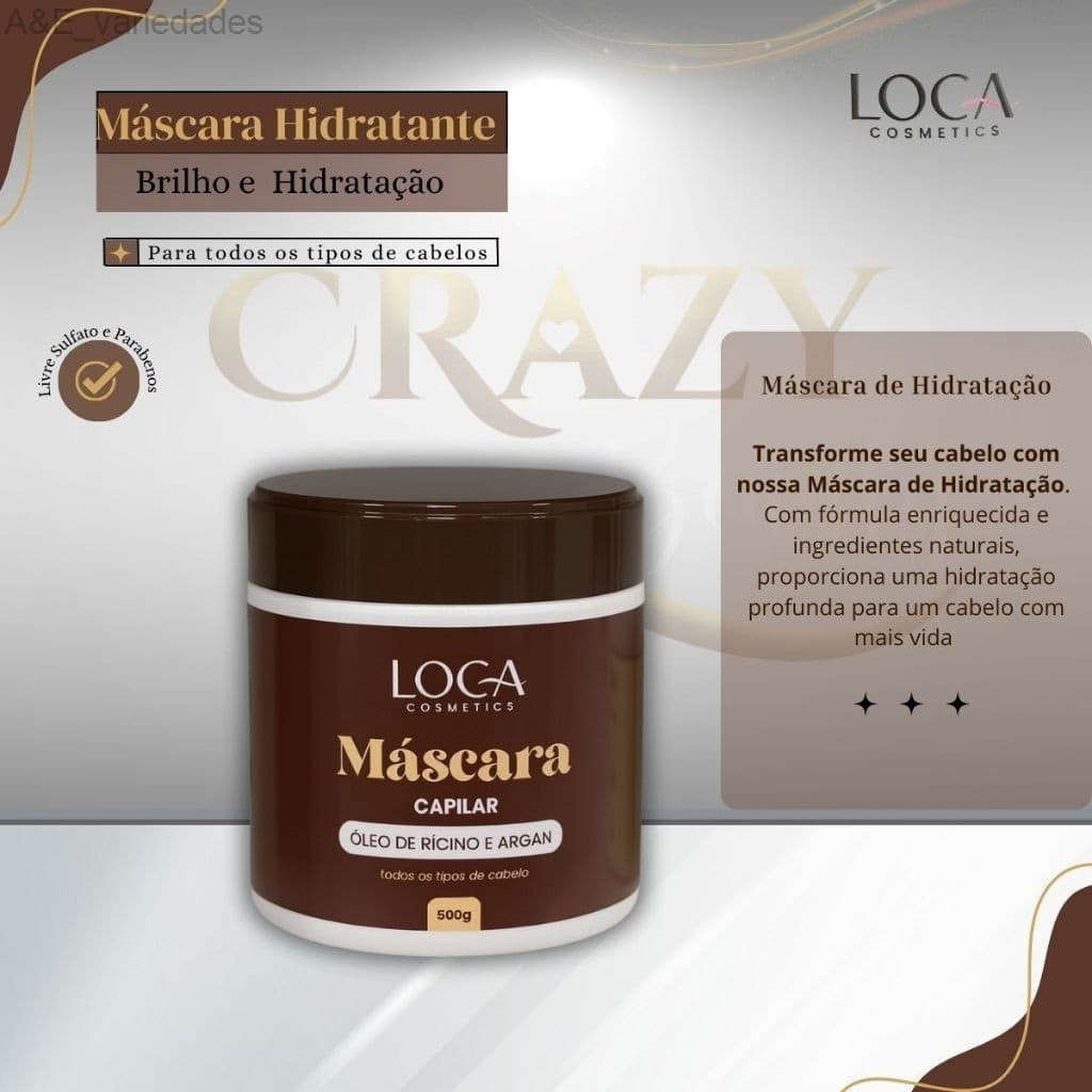 Máscara Capilar - Hidratante - Loca Cosmetics - 500gZV0J