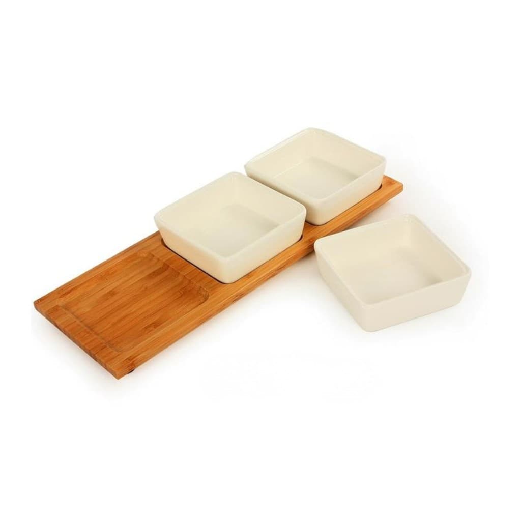 CONJUNTO PARA PETISCO EM BAMBOO - 4 PEÇAS
