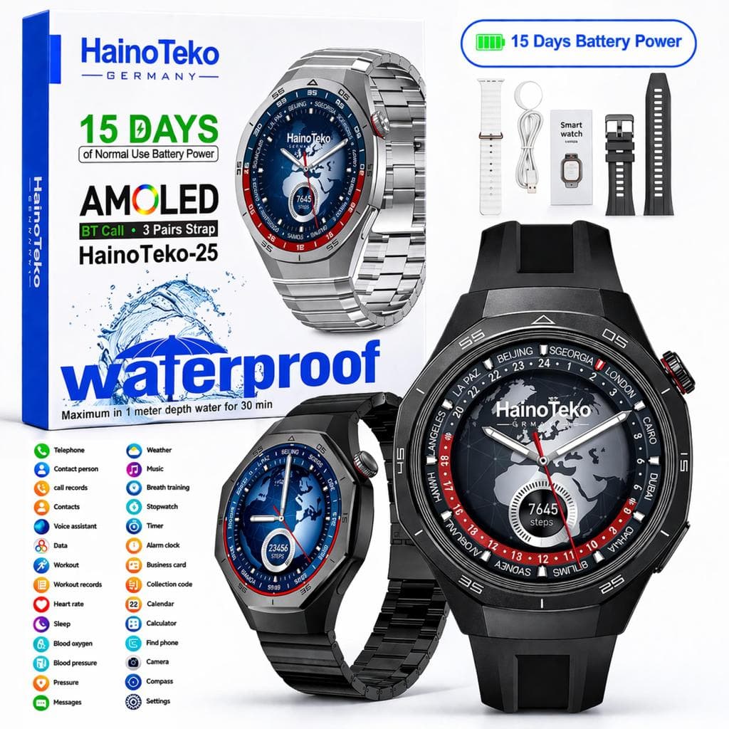 Smartwatch Haino Teko-25 AMOLED com 3 Pulseiras e Prova d'Água 15 Dias de Bateria