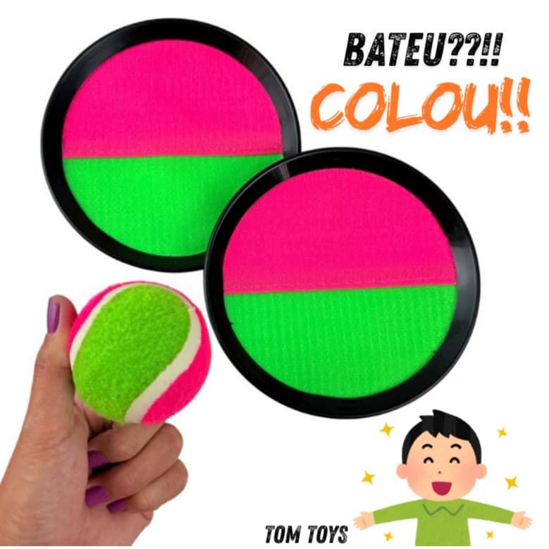 Kit Raquete Bateu Colou Frescobol Peteca Tênis C/ Bolinha Bate Gruda