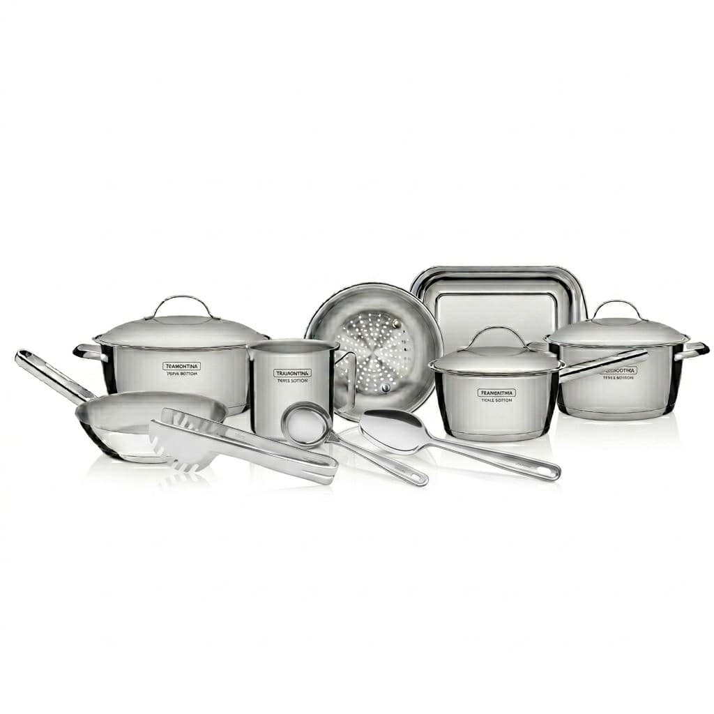 Jogo de panelas 10 peças allegra inox com fundo triplo tramontina