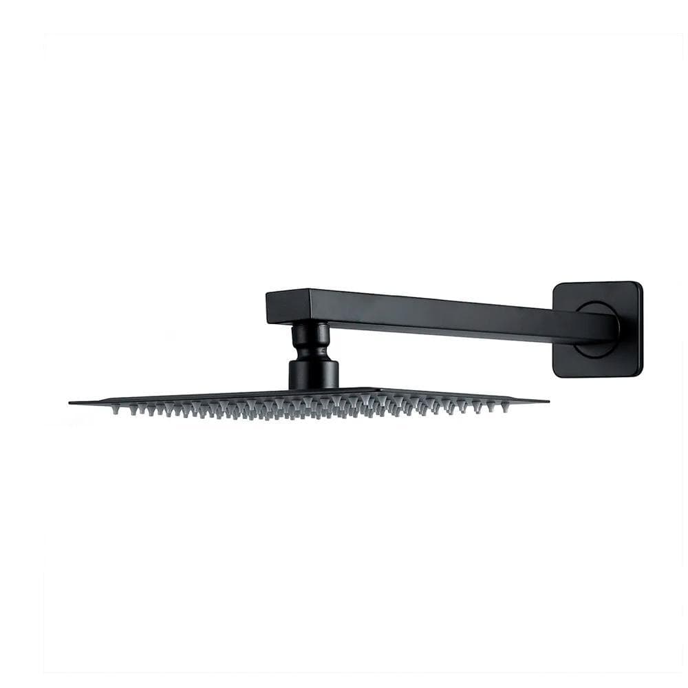 Ducha Chuveiro 20Cm Com Braço 40Cm Aço Inox 304 Mundaú Pingoo - Preto