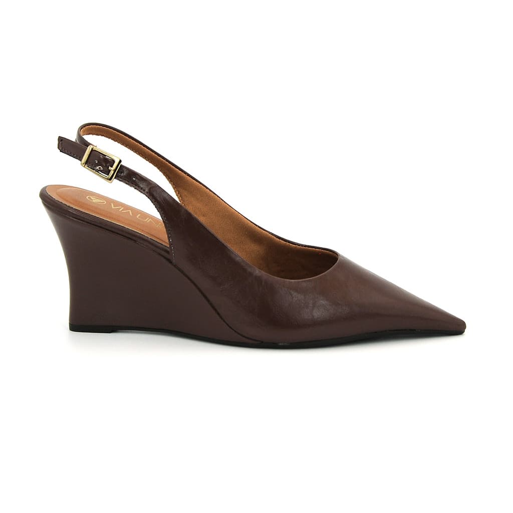 Sapato Via Uno Original 968003 Bico Fino Salto Anabela Tendencia Feminino