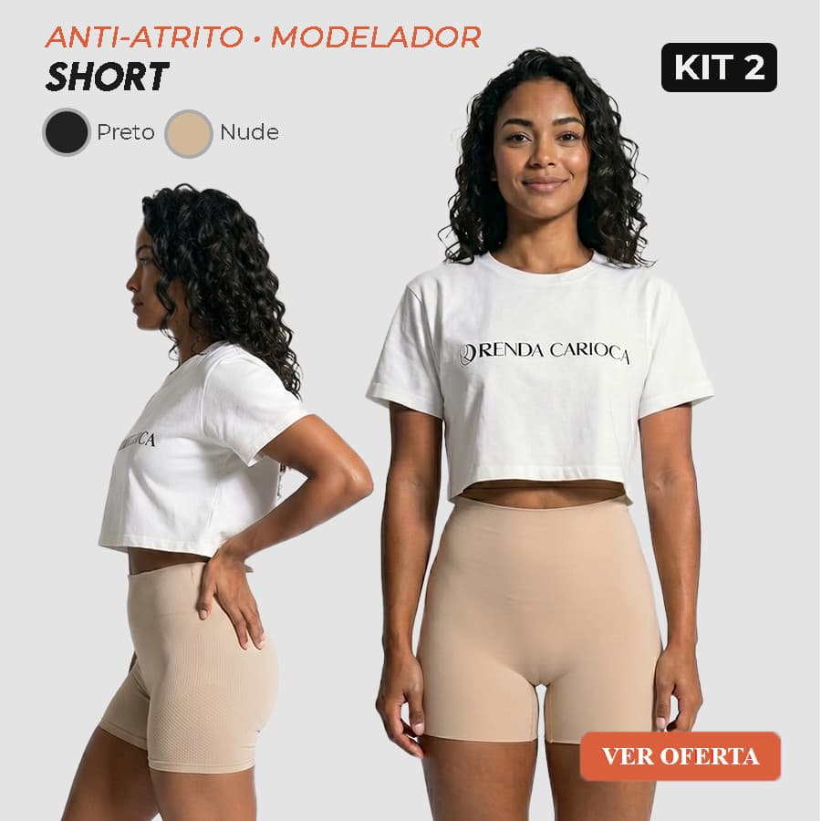 Kit 2 Shorts Segunda Pele Feminina – Cintura Alta, Não Marca, Modelador, Alivia atrito