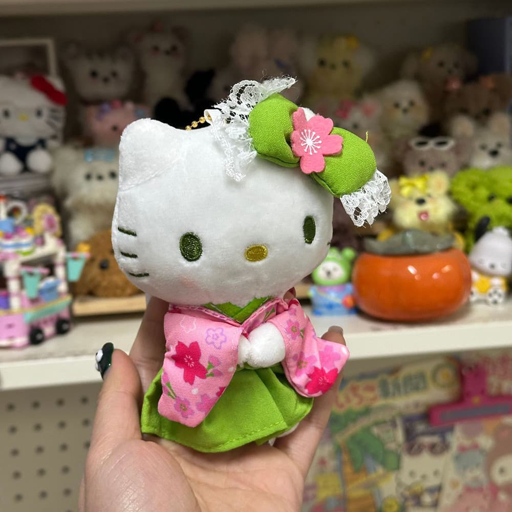 10cm Bonito Olá Kitty Quimono Série Boneca De Pelúcia Chaveiro Crianças Meninas Saco Pingente Decoração Feriado Presente