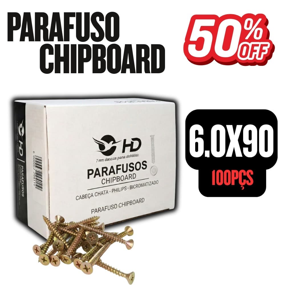 Caixa Fechada Parafuso 6,0x90 Cabeça Chata Phillips - 100 Unidades HD Original