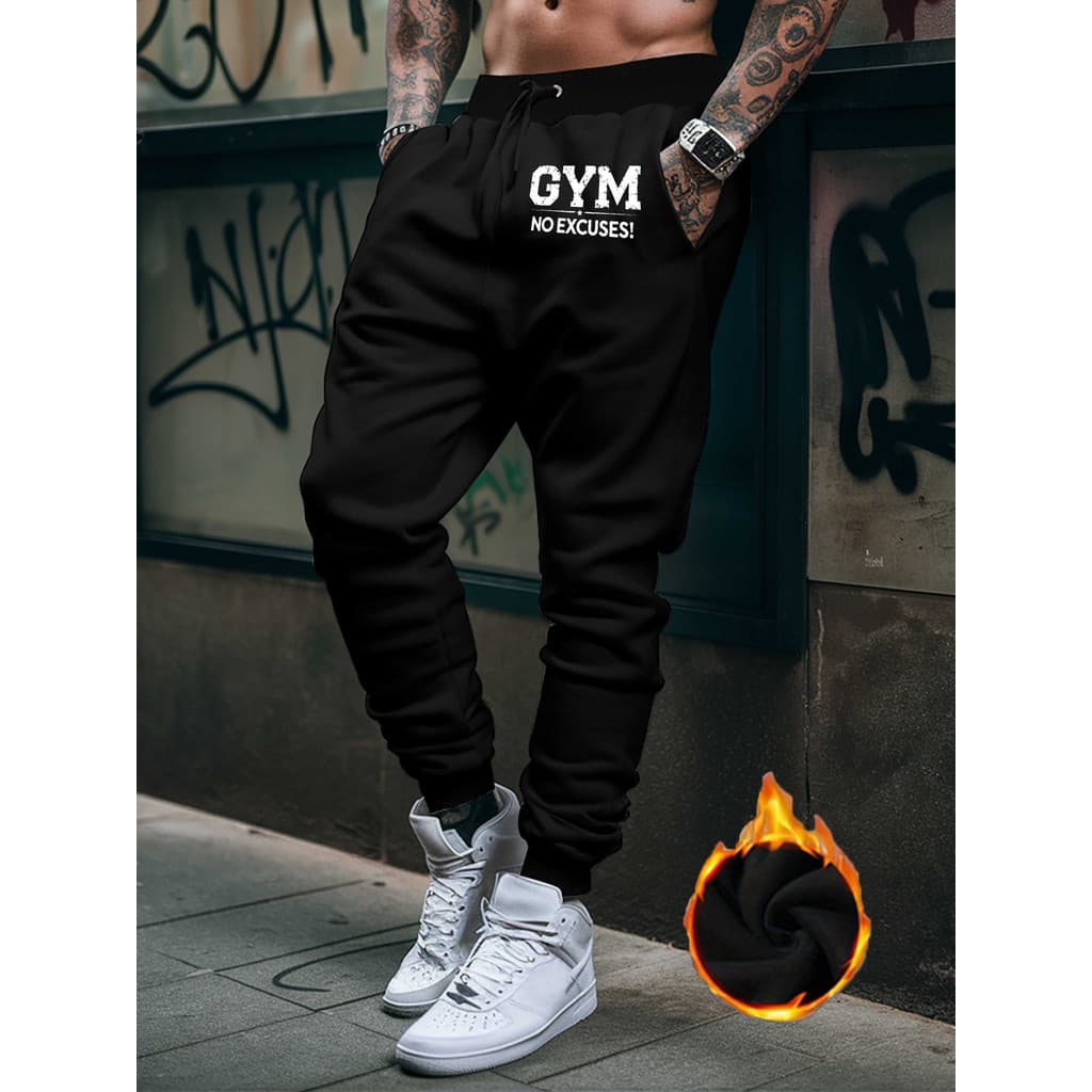 Calças Jogger masculina fitness GYM NO EXCUSES treino algodão leve estampada