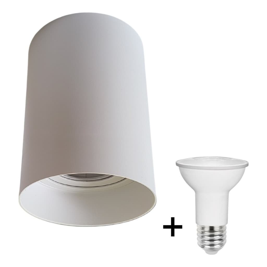 Spot Sobrepor Par20 Plafon Box Redondo Preto Branco + Led