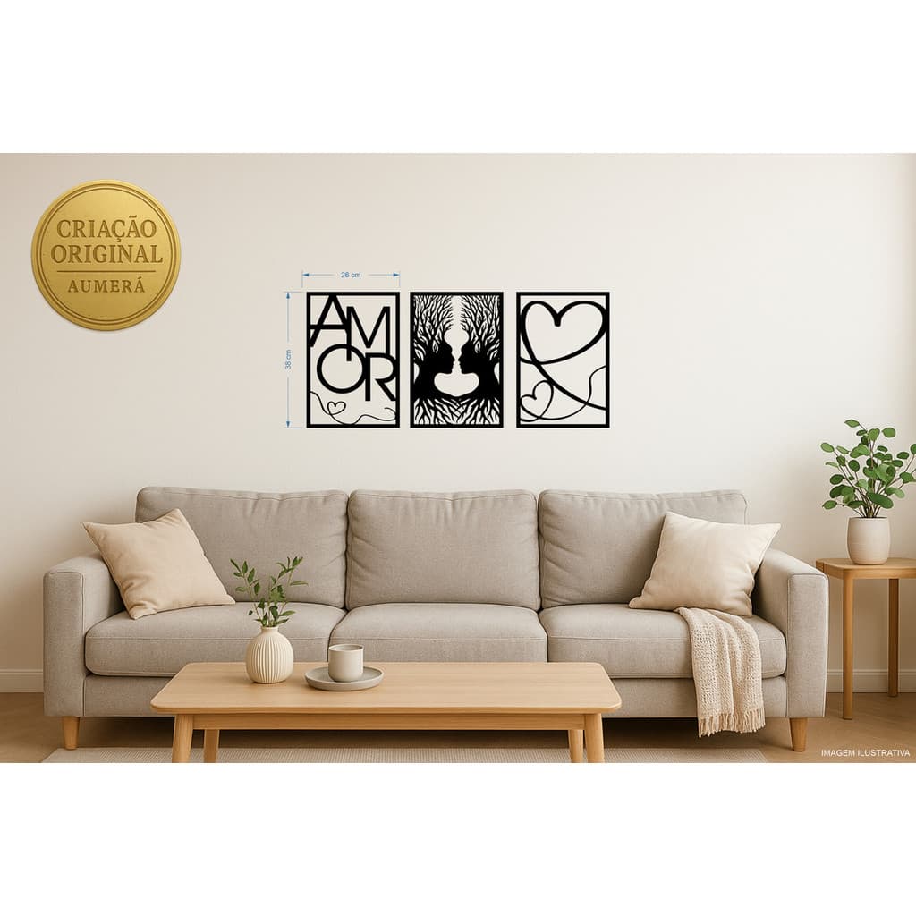 Quadro Mdf Vazado Premium 3mm 26cmx38cm (cada) -  Decoração - Kit Com 3 Quadros