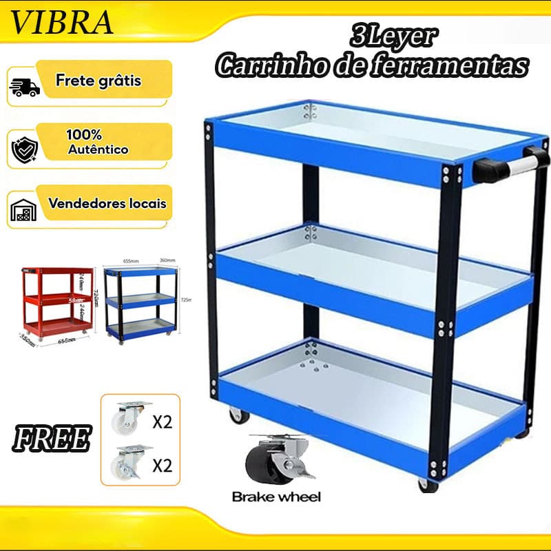Carrinho De Ferramentas De 3 Camadas , Metal , Aço , Ferramenta De Serviço , Rack De Armazenamento ,