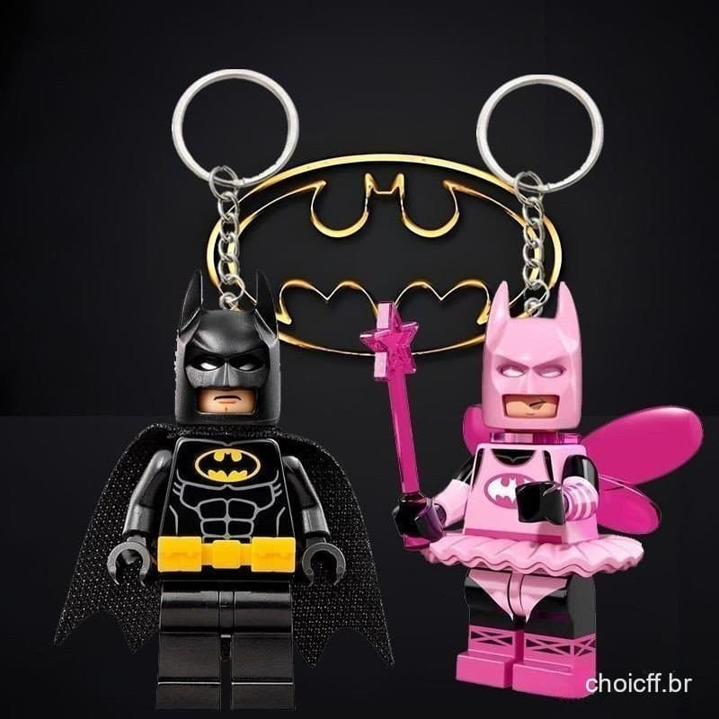 Compatível com chaveiro LEGO Batman, capa preta, pingente de casal de fadas rosa, acessórios, bolsa pendurada - Preço Ma