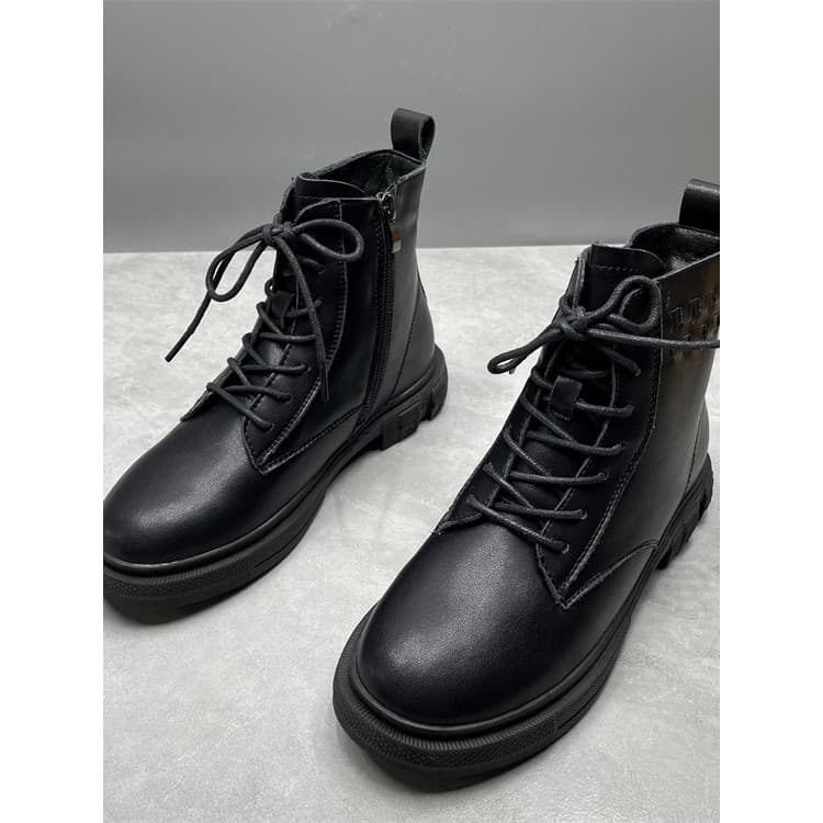 Tratamento Martin botas femininas estilo britânico mais veludo 2025 novo estilo de couro genuíno All-Match plana bonito
