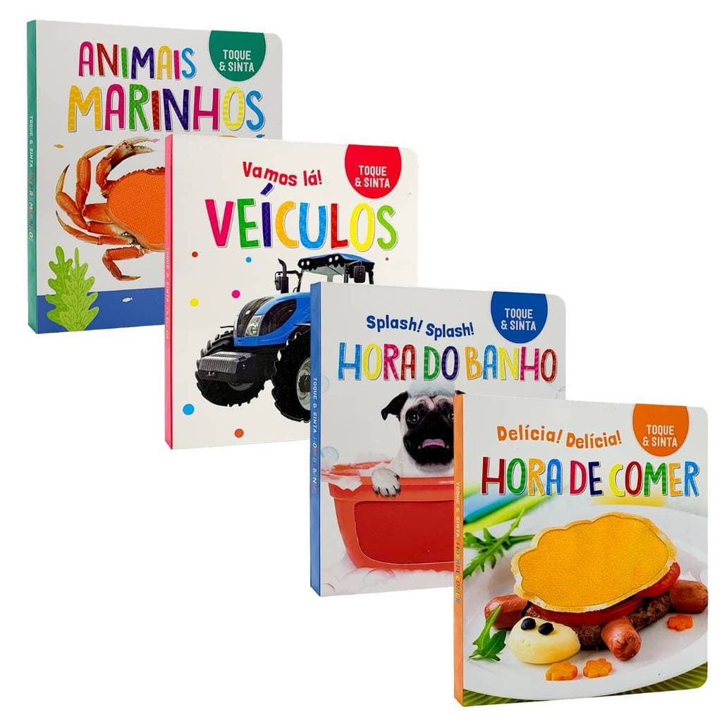Kit Toque e Sinta - Animais Marinhos + Veículos + Hora do Banho + Hora de Comer | 4 Livros
