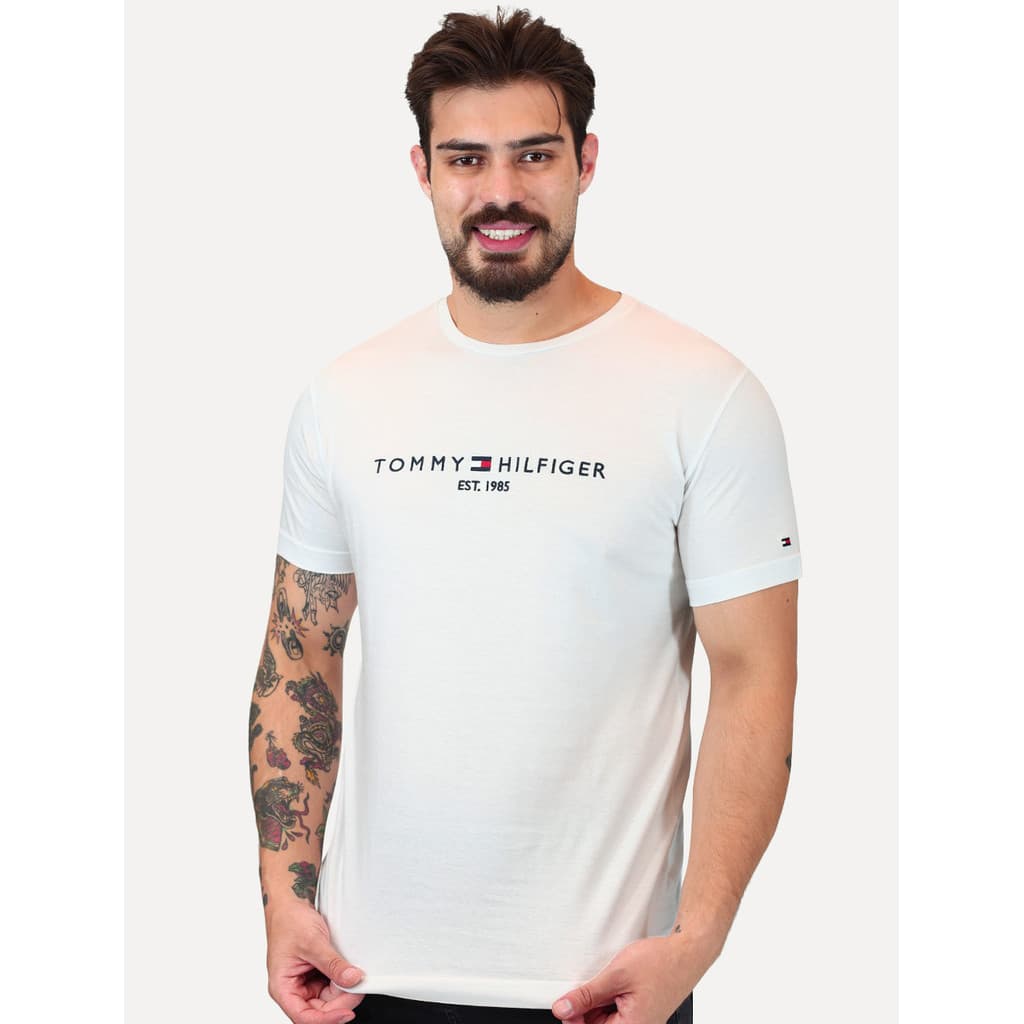 Camiseta Tommy Hilfiger Original Masculina Core Logo Tee Branca