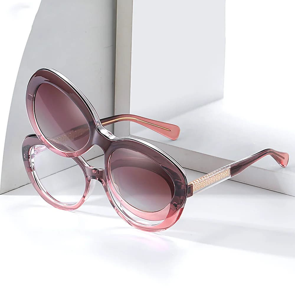 Óculos de Sol Clip-On Polarizados Magnéticos Femininos Anti-Luz Azul Anti-UV com Armação Redonda Estilo Outdoor 2025