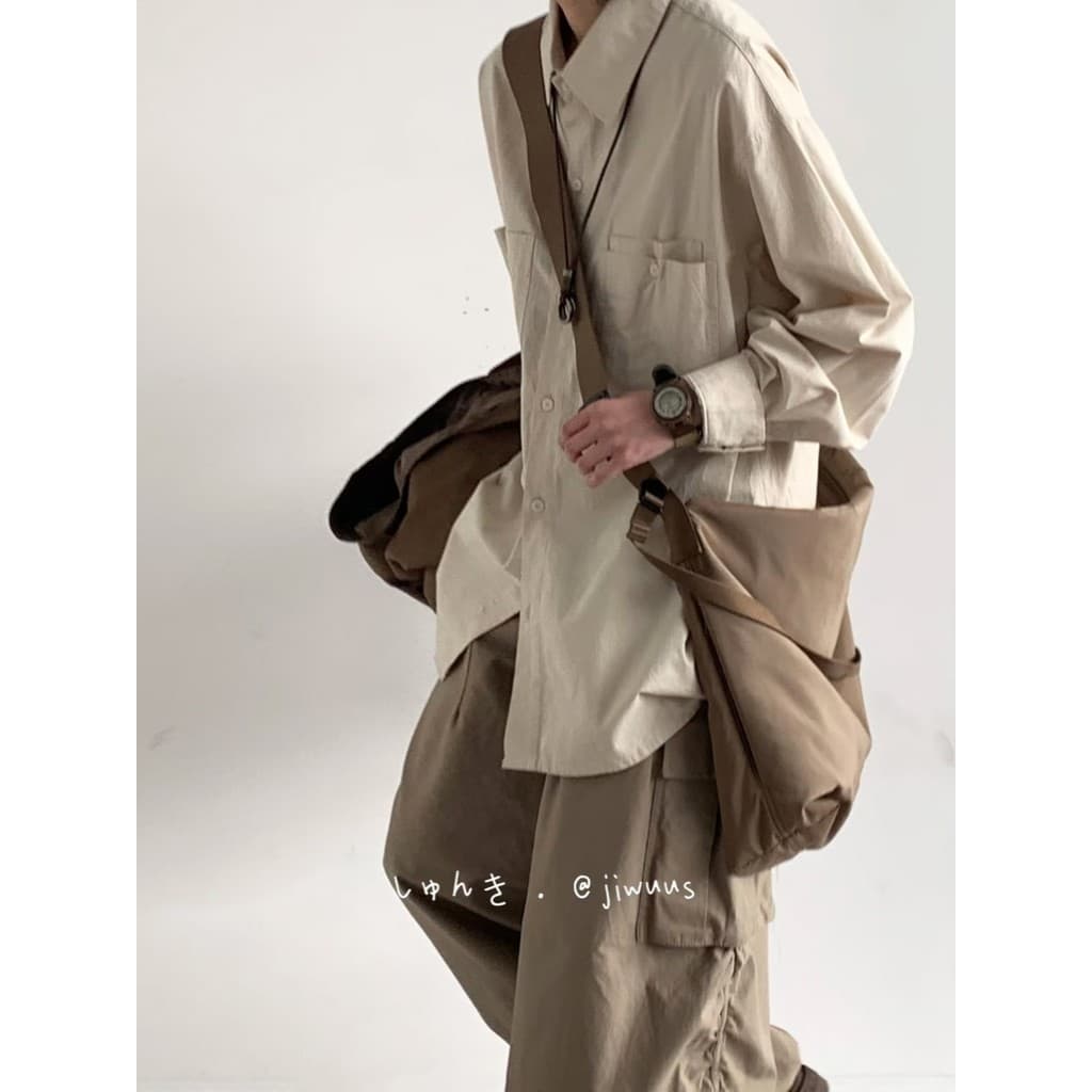 Japonês cityboy perfil camisa de manga comprida das mulheres dos homens outono estilo Hong Kong Retro solto Casual Workw