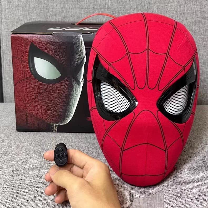 Capacete do Homem-Aranha Toque Elétrico Brilhante Gwen Máscara Engraçada Olhos Móveis Halloween cos Adereços