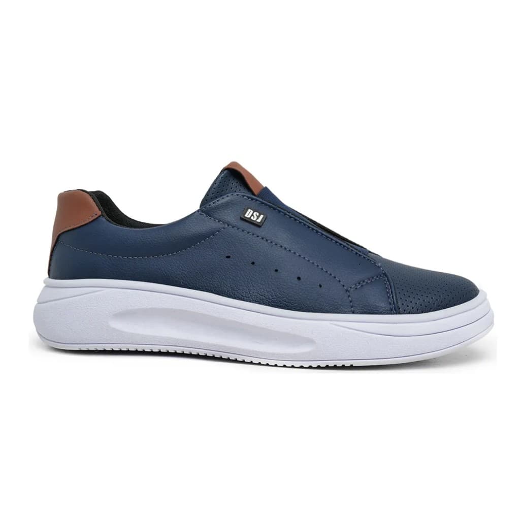 Tênis Masculino Casual Sapatênis Original Confortável Leve Azul Marinho Em Oferta