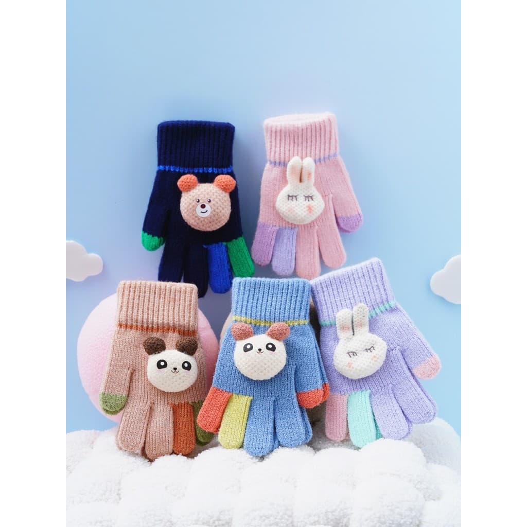 Luvas de bebê outono inverno ao ar livre quente meninos meninas crianças 3-4-5 anos de idade crianças lã cinco dedos inv