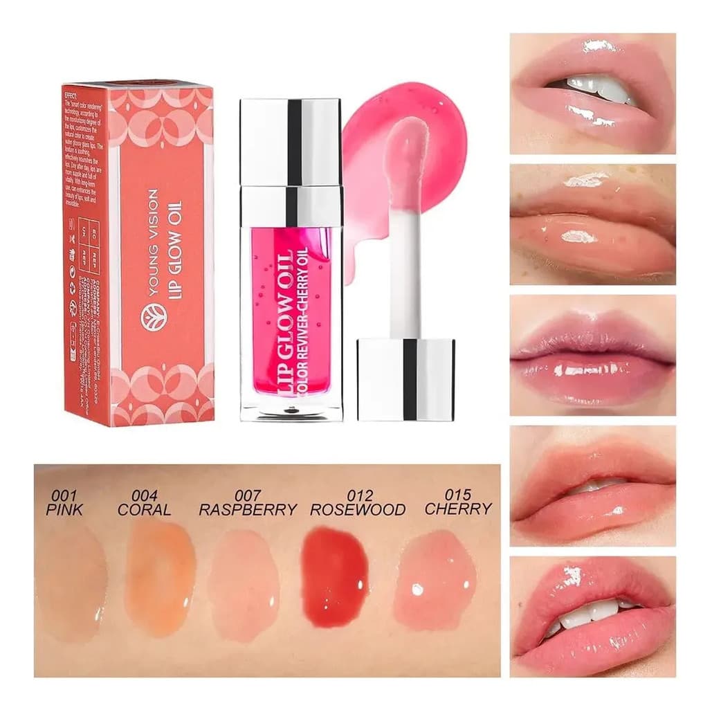 Óleo Labial Hidratante Brilho de Vidro Transparente Raspberry