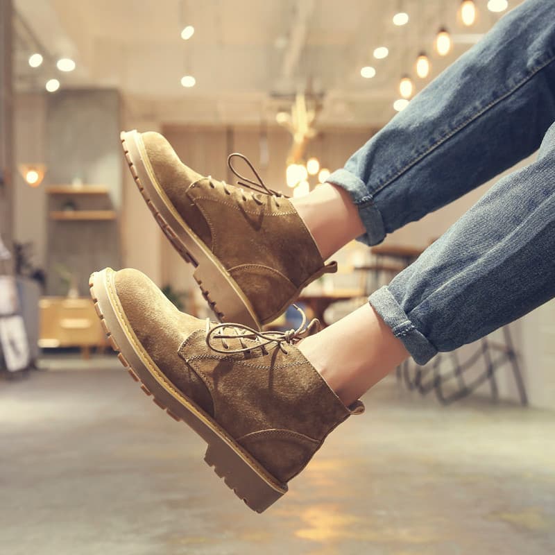 Botas Martin estilo Hong Kong masculinas outono respirável estilo britânico botas curtas da moda Retro Mid-top couro gen