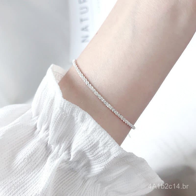 Pulseira estrelada em prata esterlina S925, moderna e versátil, para mulheres, com design simples para estudantes, popul