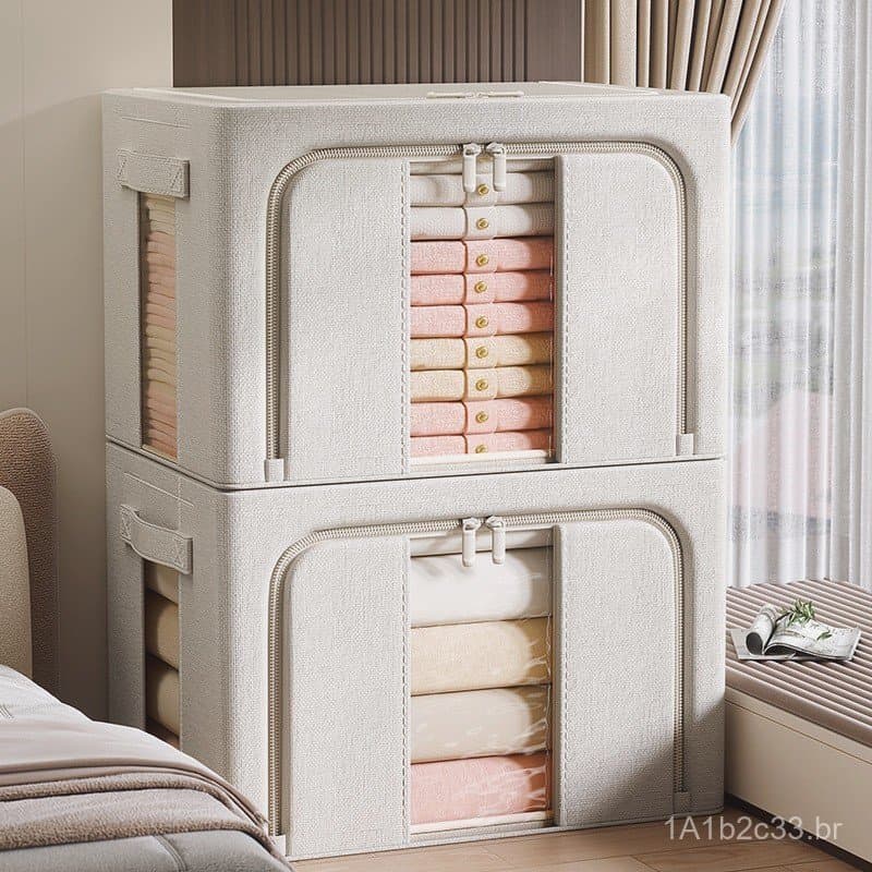 Caixa de armazenamento para colchas e roupas de quarto, guarda-roupa doméstico, caixa de armazenamento extra grande e re