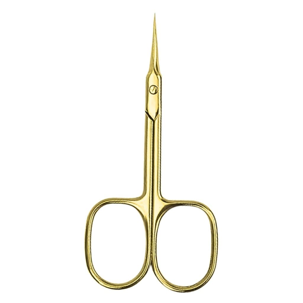 Tesoura Extra Fina Dourado para Sobrancelha Cílios e Unha