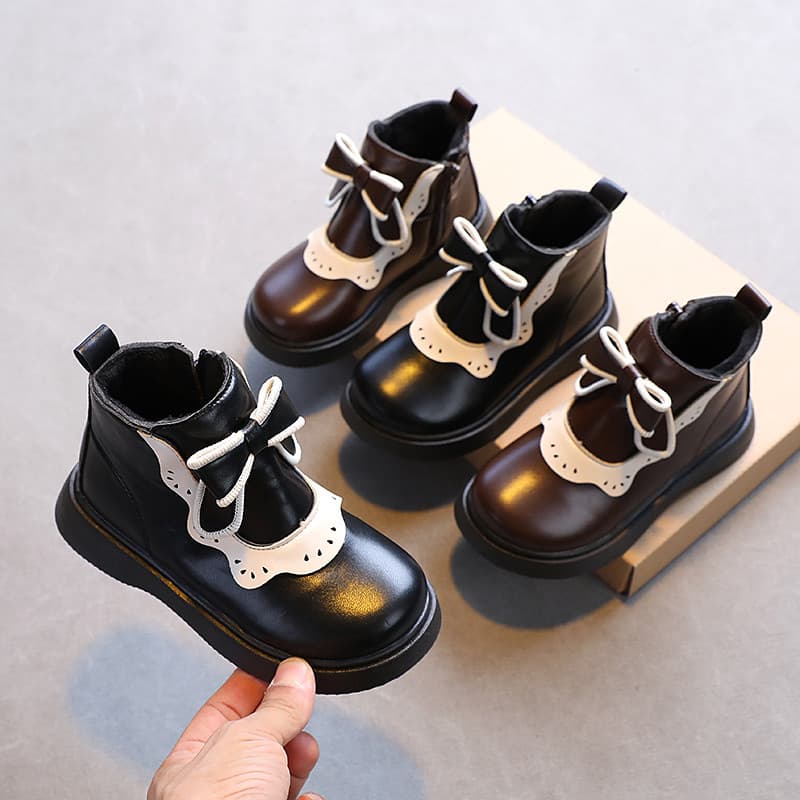 Meninas botas curtas 2025 outono inverno novo estilo dois algodão mais veludo princesa botas meninas médio grande crianç