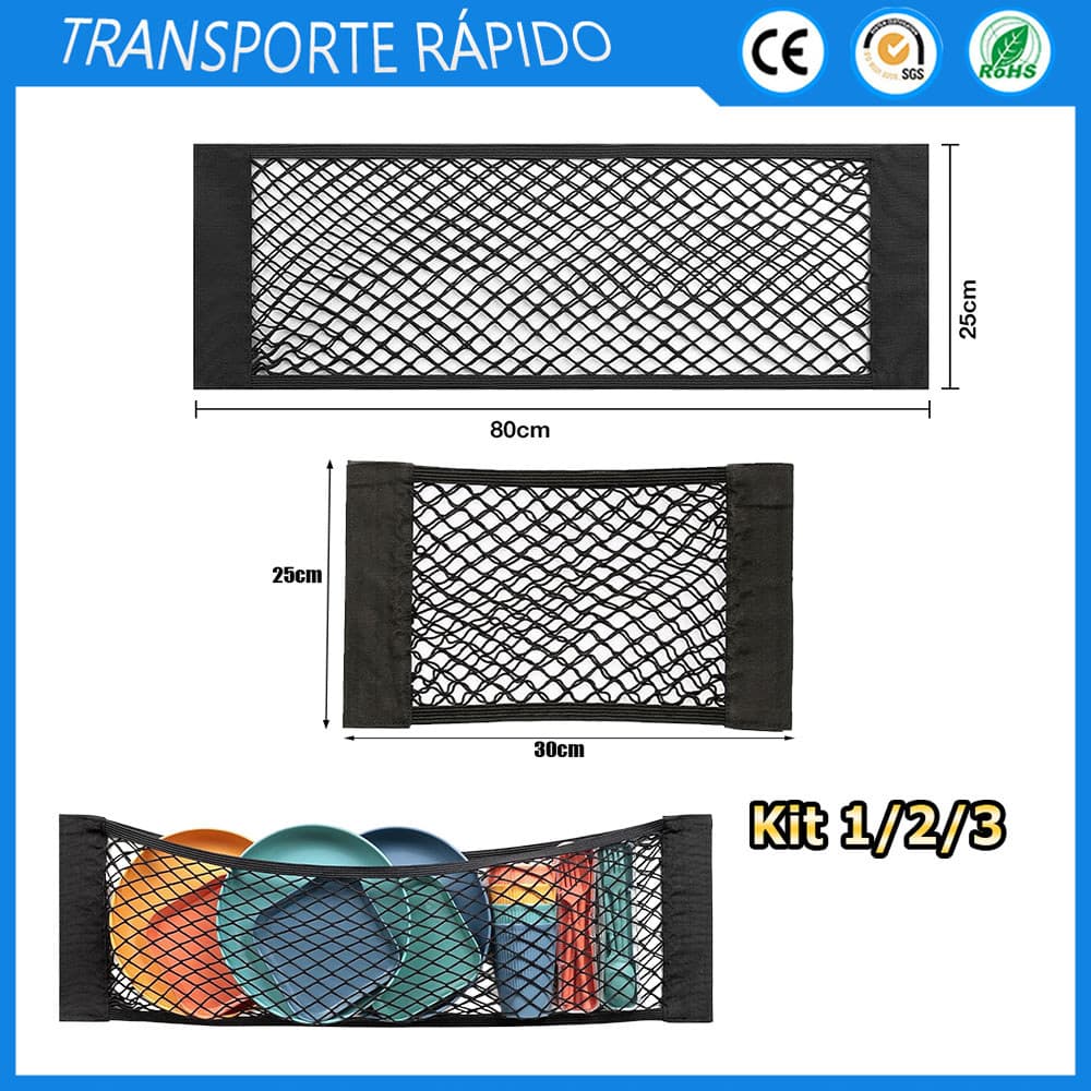 1/2/3 Preto Rede para porta-malas rede elástica com velcro para carro bolsa de armazenamento para interior do carro