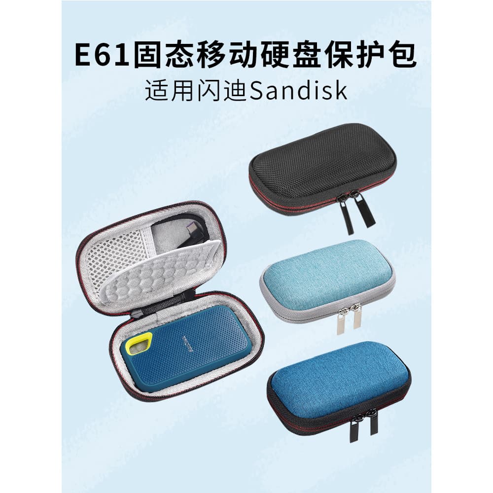 Adequado para Sandisk E61 Caixa de armazenamento de disco rígido móvel de estado sólido Bolsa protetora resistente à com