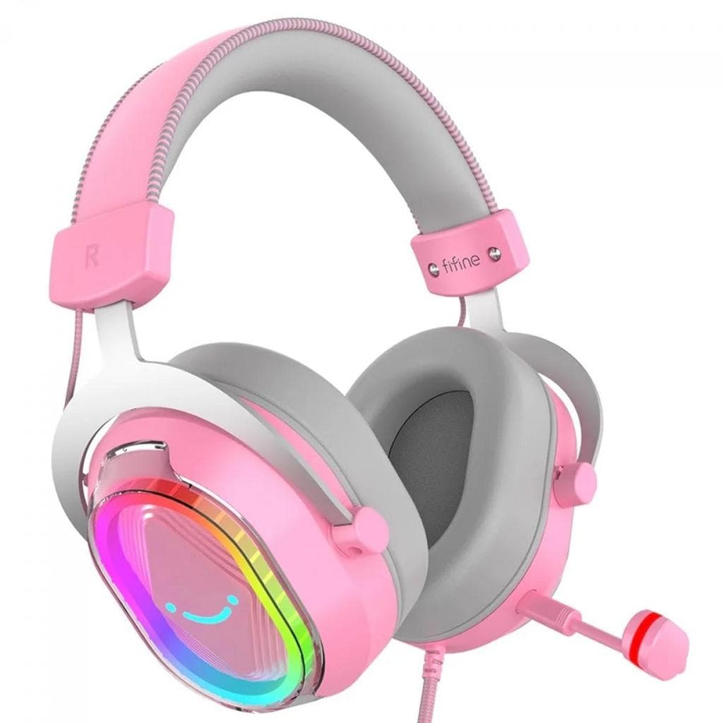 Headset Gamer Fifine AmpliGame H13, 7.1 Surround, RGB, USB, Rosa