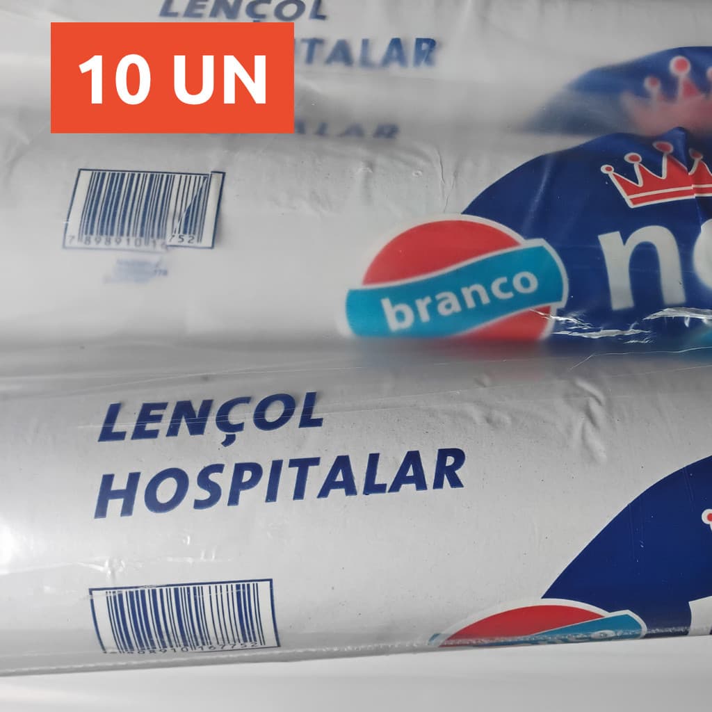 LENÇOL HOSPITALAR, DESCARTÁVEL, PAPEL BRANCO, ROLO 70 CM X 50 METROS, 10 UN