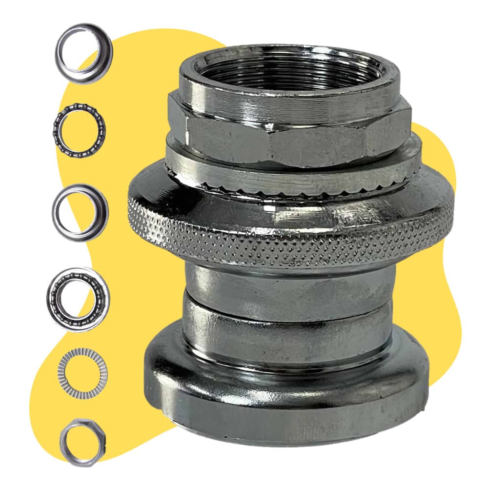 Jogo Caixa Movimento Direção 22,2mm c/ Trava Cromado Bike