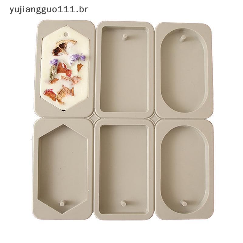 # Novo 6 Cavidades Molde De Sabão Redondo Retângulo Em Forma De Silicone Gelo Aromaterapia Cera Gesso Modelo Ferramenta